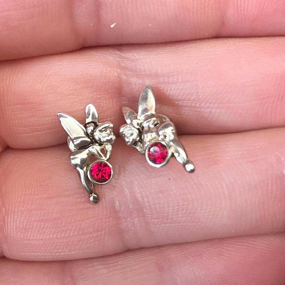 Vintage Disney Parks Tinkerbell July Birthstone Earrings - Picture 2 of 3